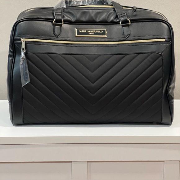 Karl Lagerfeld Paris Weekender Bag, Chevron Collection - Picture 1 of 16